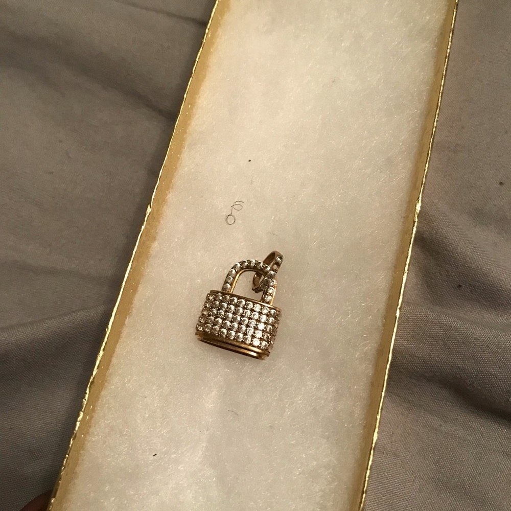 14k diamond lock pendent